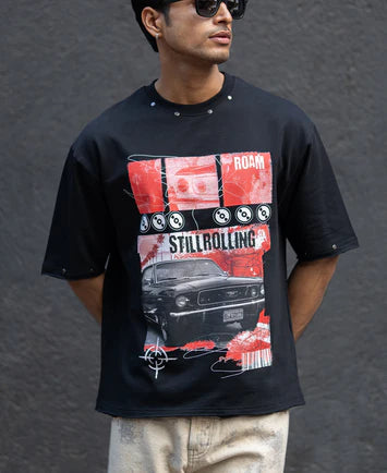 Black Graphic Stud T-Shirt