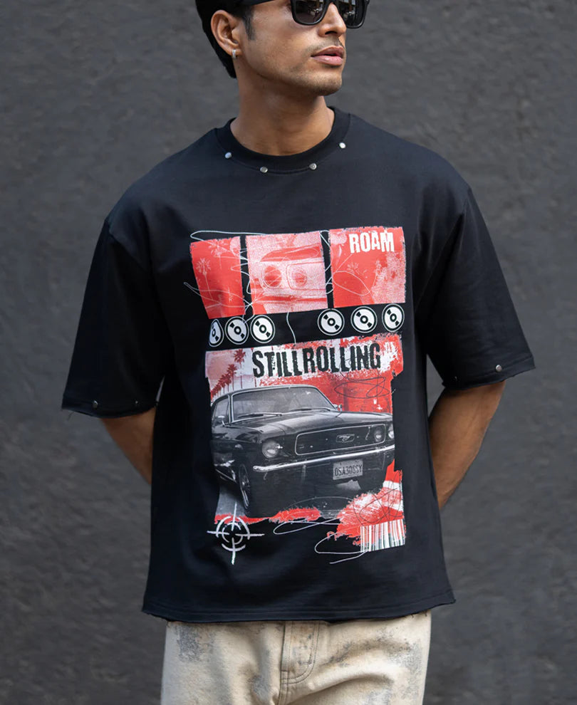 Black Graphic Stud T-Shirt