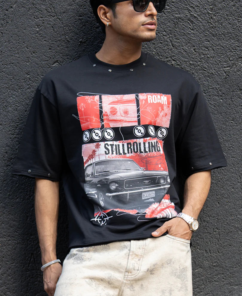 Black Graphic Stud T-Shirt