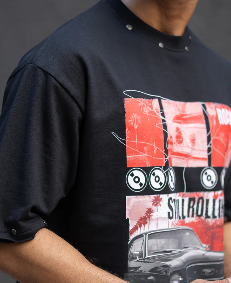 Black Graphic Stud T-Shirt
